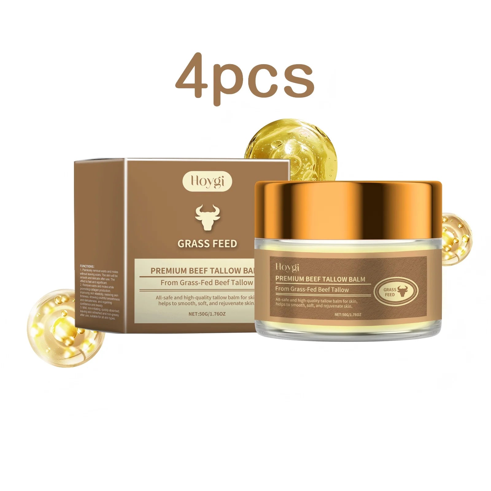 Hoygi 50g Beef Tallow Face Cream Moisturizer Repair Dry Rough Skin Increase Elasticity Hydration Smooth Tallow Nourishing Balm