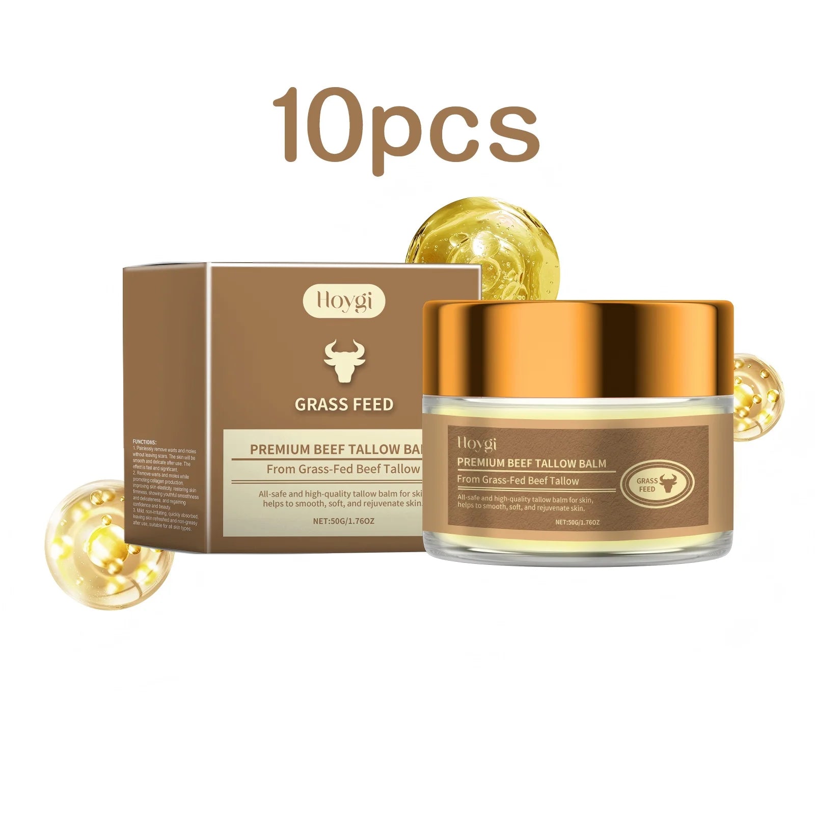 Hoygi 50g Beef Tallow Face Cream Moisturizer Repair Dry Rough Skin Increase Elasticity Hydration Smooth Tallow Nourishing Balm