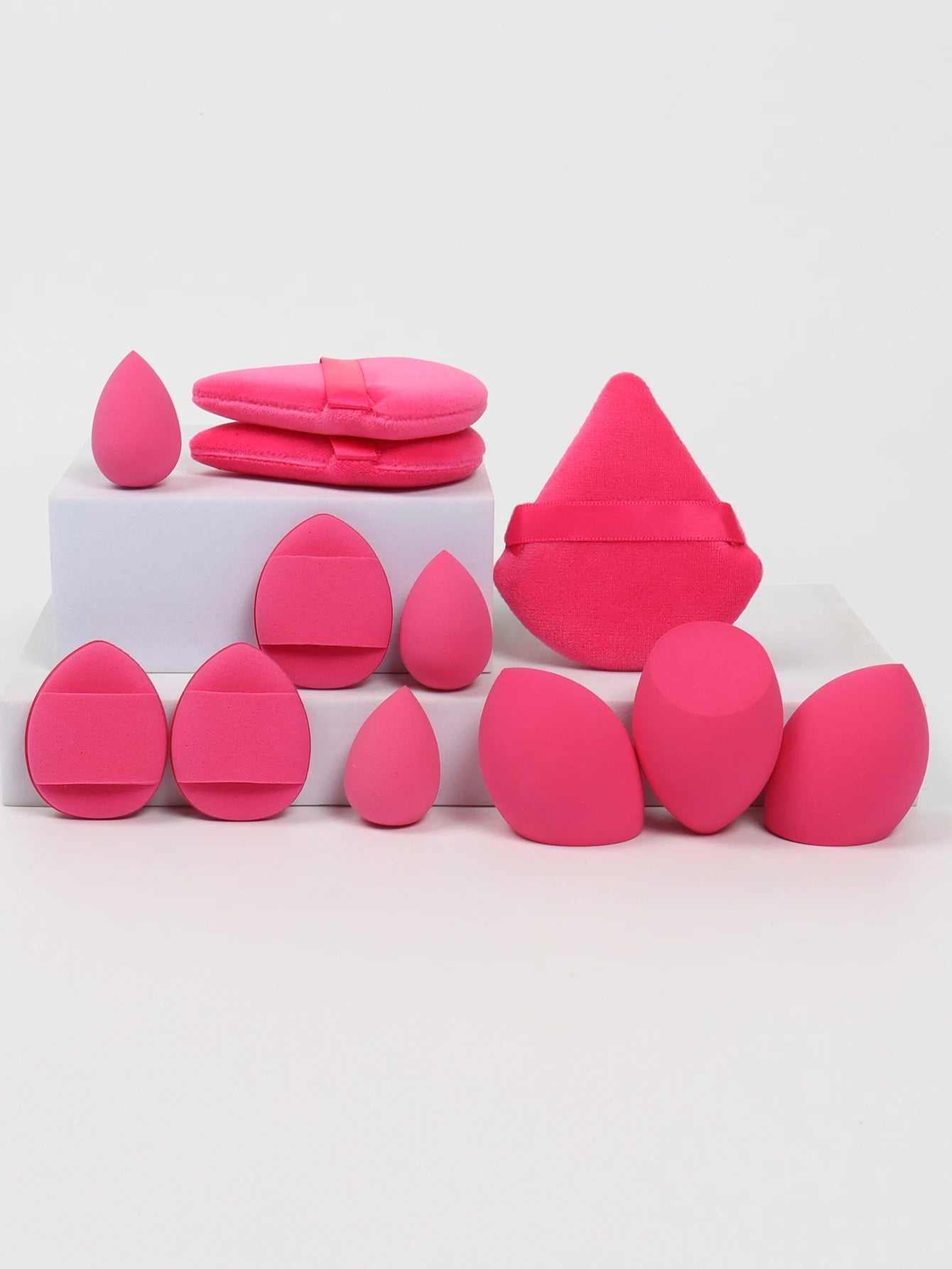 12-Piece All-Purpose Makeup Sponge Setde of 3 Loose Powder Puffs