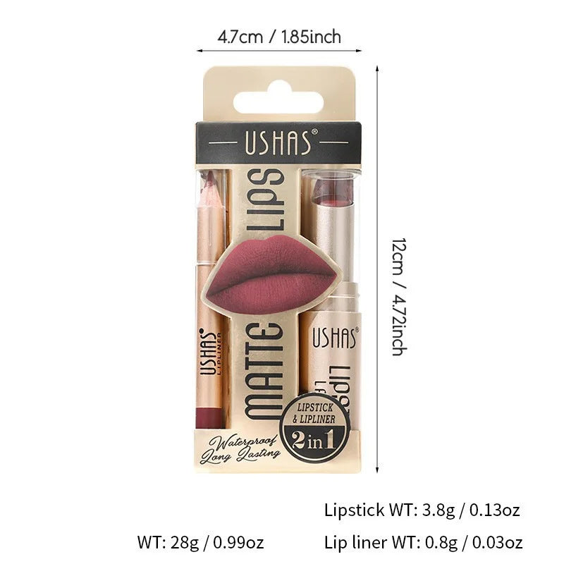 USHAS 12 Color Lip Liner + LIPSTICK