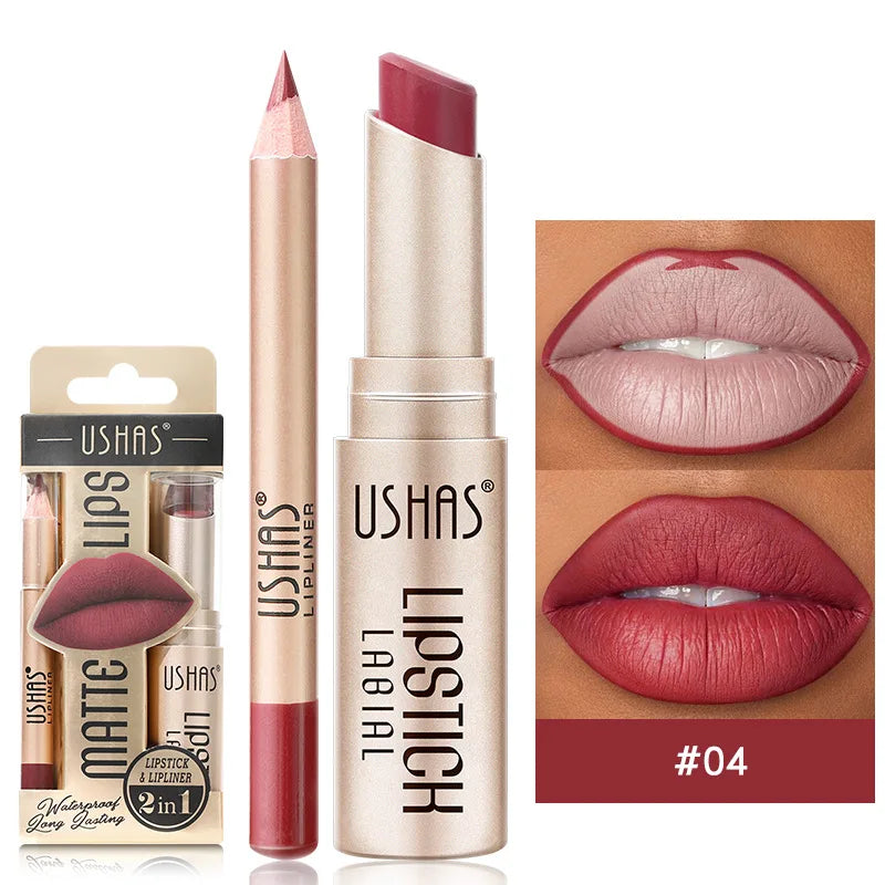 USHAS 12 Color Lip Liner + LIPSTICK