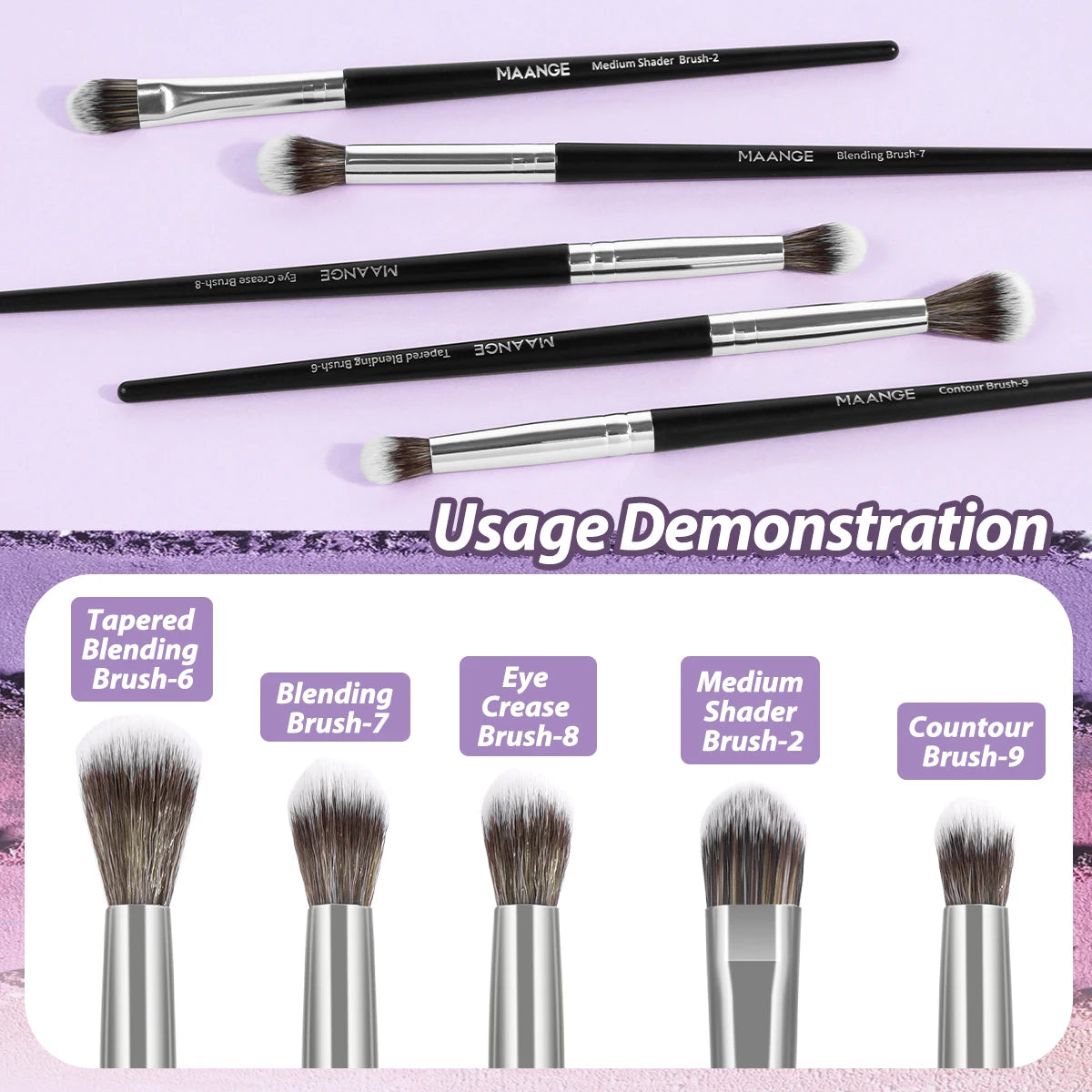MAANGE 5PCS Detail Makeup Brushes Kit Concealer Brush Eyeshadow Soft Bristles Shader Brush Facial Cosmetic Beauty Makeup Tools