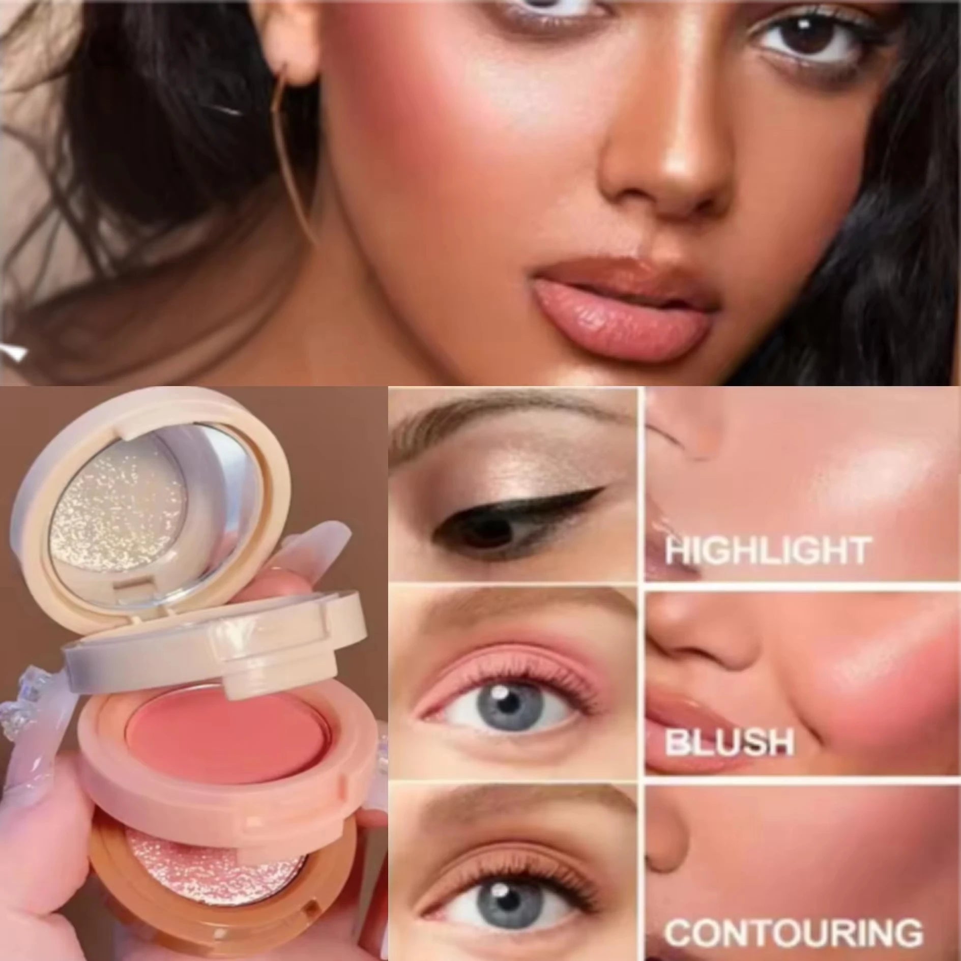 3 In 1 Blush Highlighter Palette