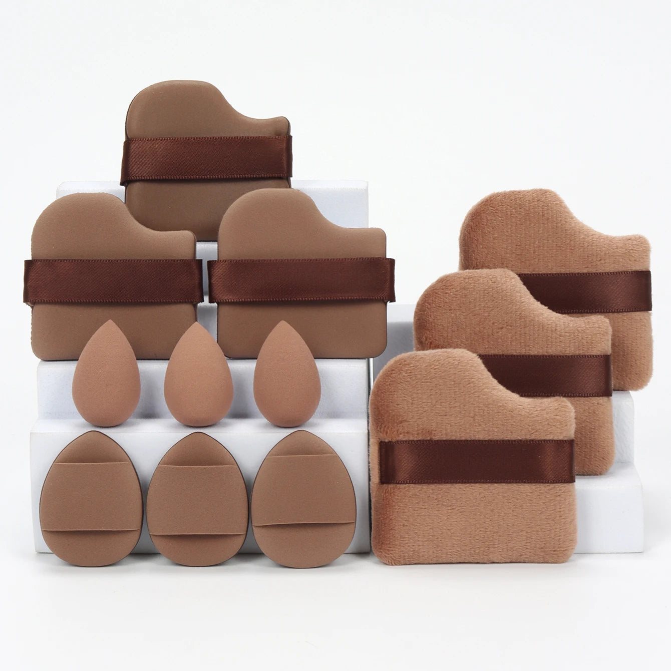 12-Piece All-Purpose Makeup Sponge Setde of 3 Loose Powder Puffs