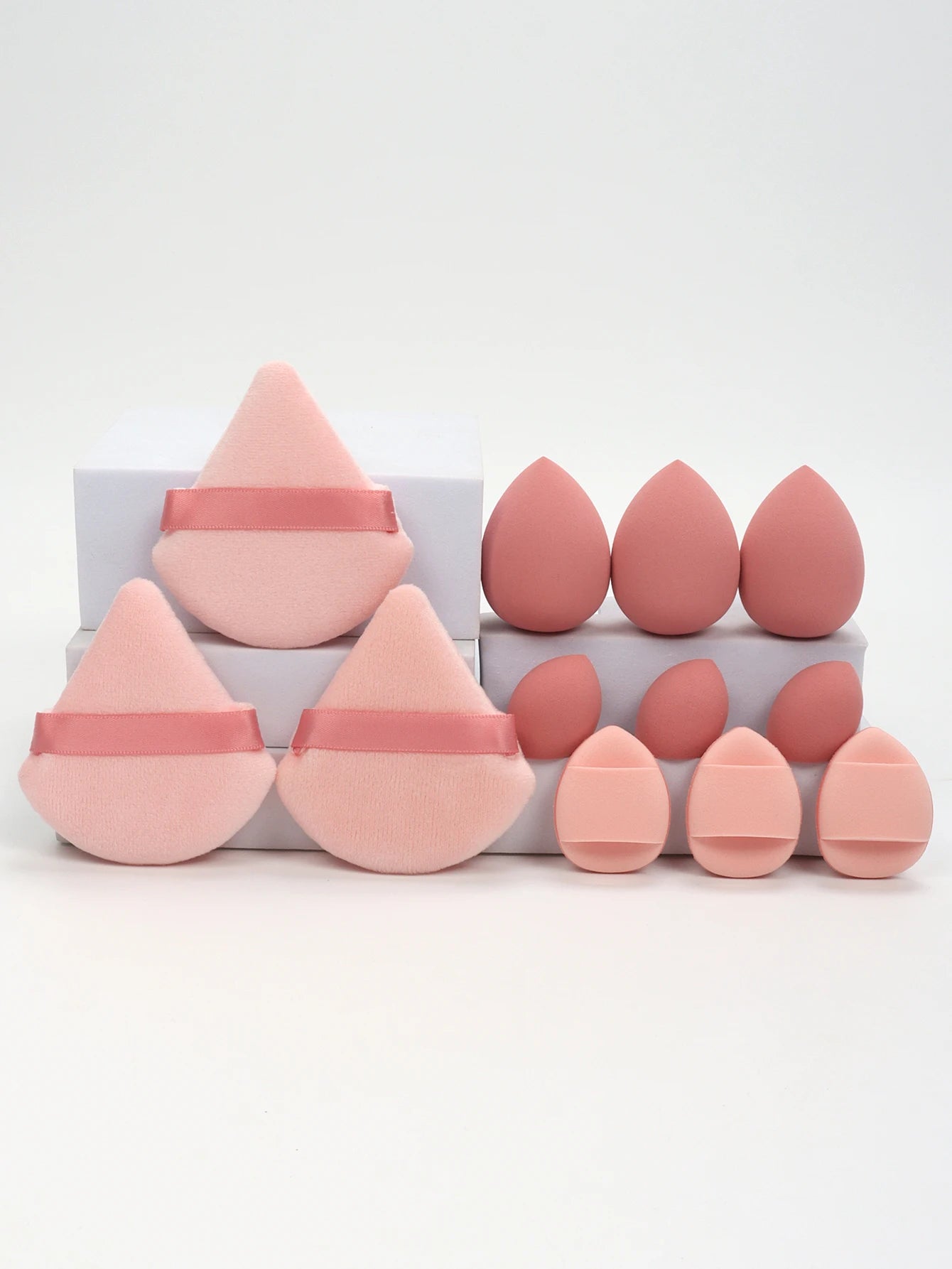 12-Piece All-Purpose Makeup Sponge Setde of 3 Loose Powder Puffs