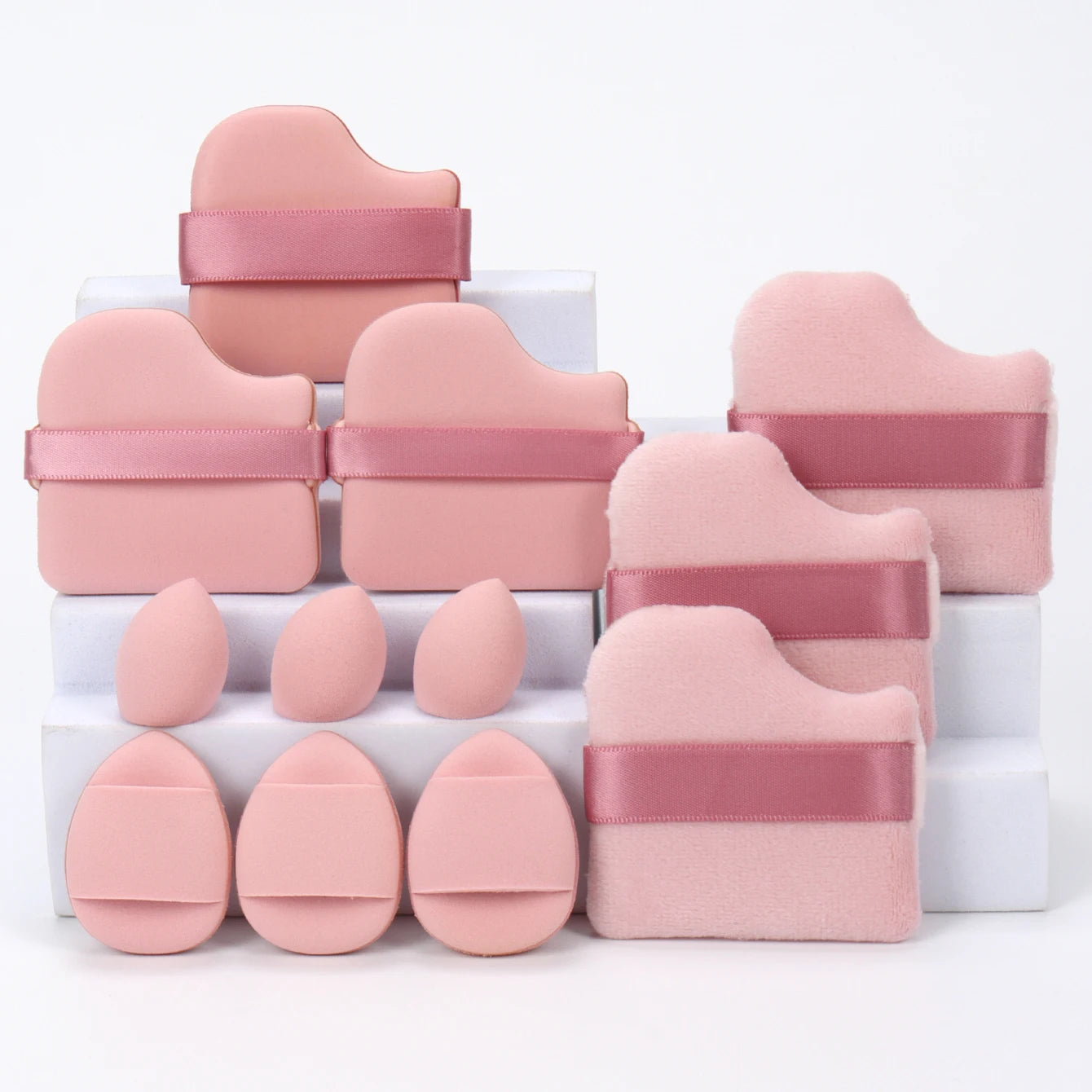 12-Piece All-Purpose Makeup Sponge Setde of 3 Loose Powder Puffs