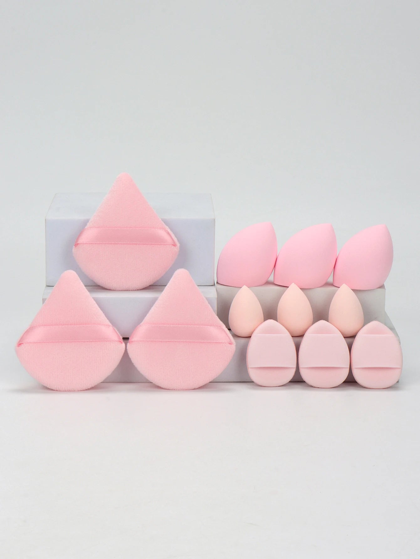 12-Piece All-Purpose Makeup Sponge Setde of 3 Loose Powder Puffs