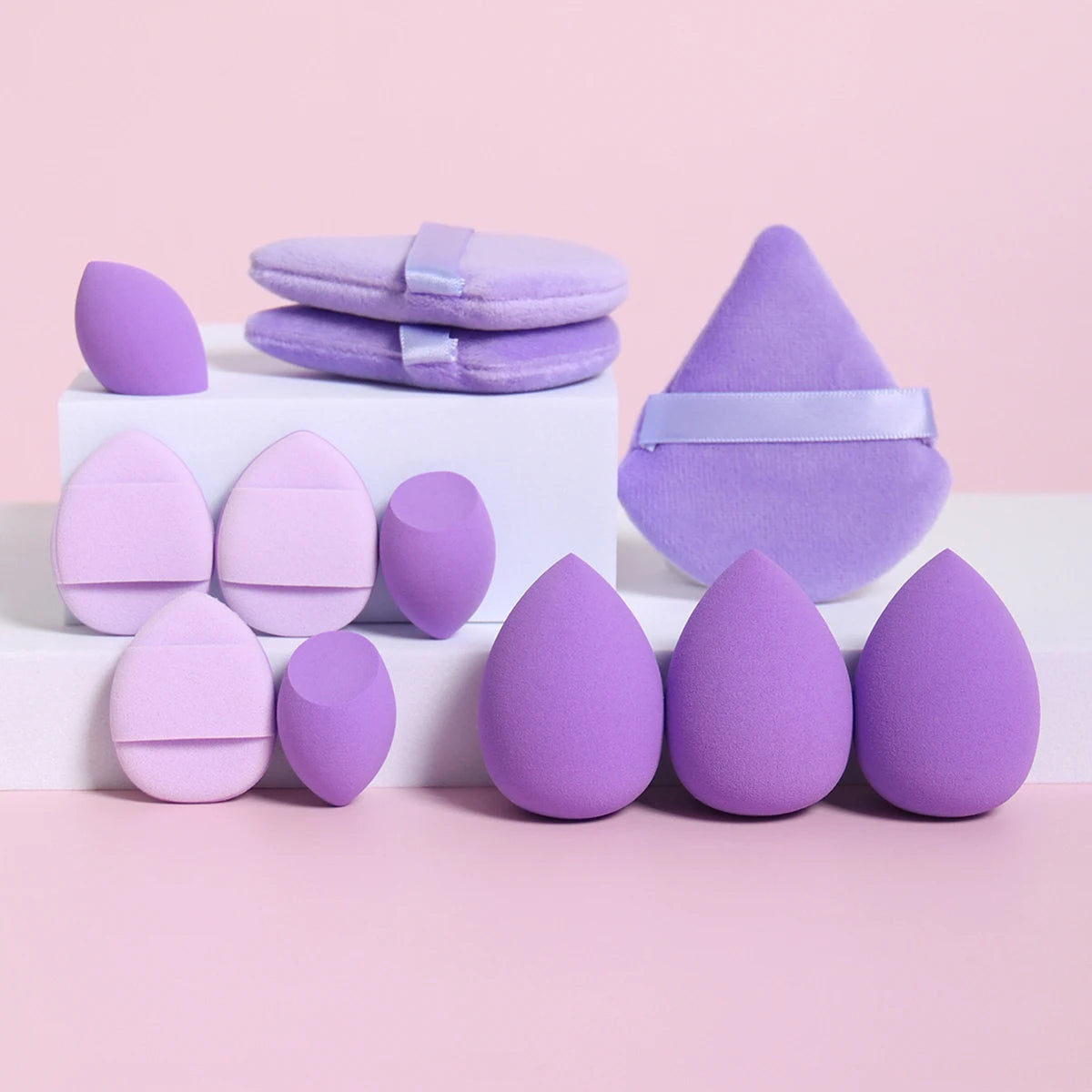 12-Piece All-Purpose Makeup Sponge Setde of 3 Loose Powder Puffs