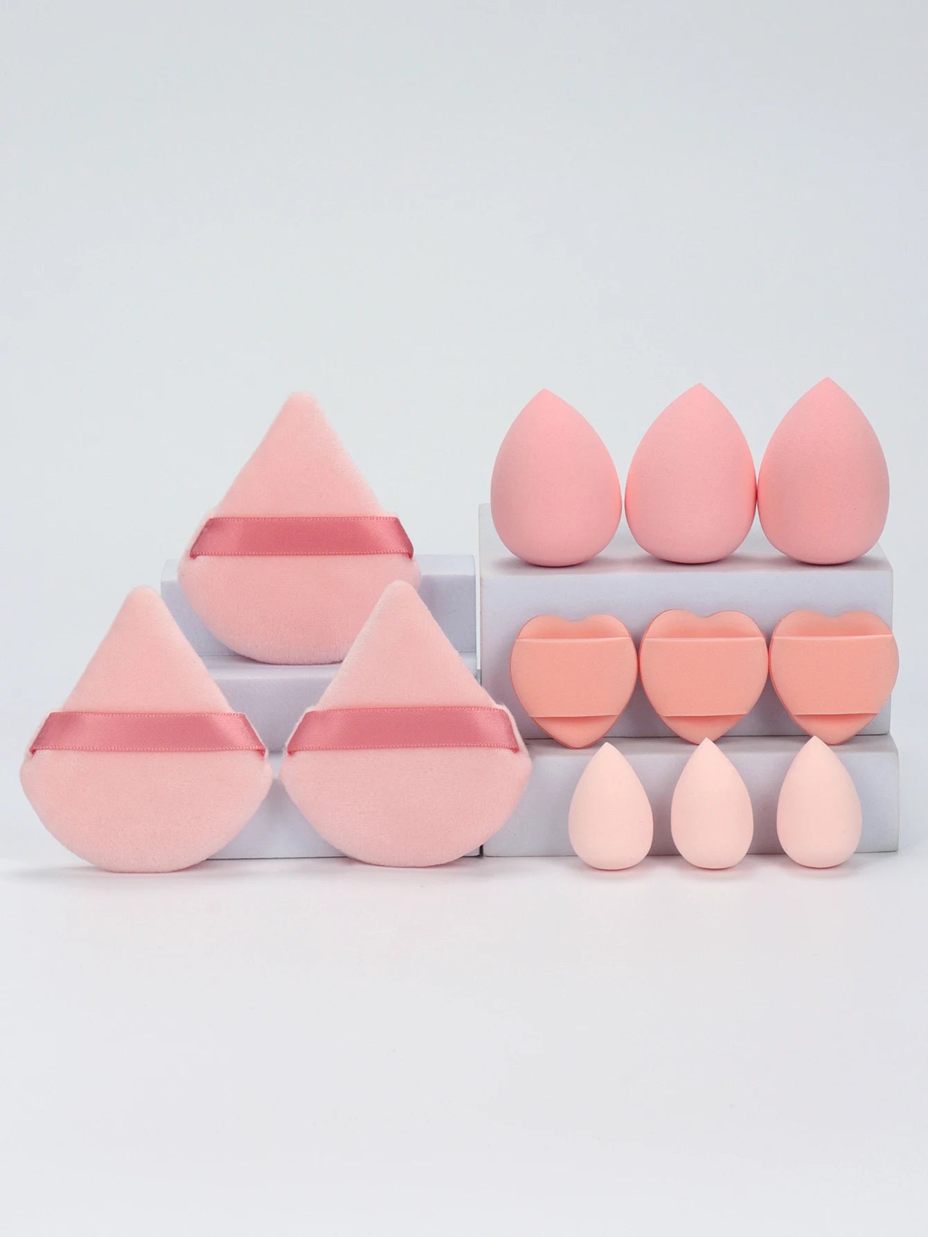 12-Piece All-Purpose Makeup Sponge Setde of 3 Loose Powder Puffs