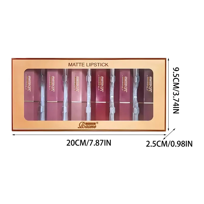 6 Colors Gold Bar Tube Lipstick Matte