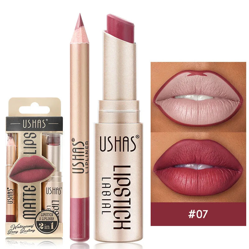 USHAS 12 Color Lip Liner + LIPSTICK