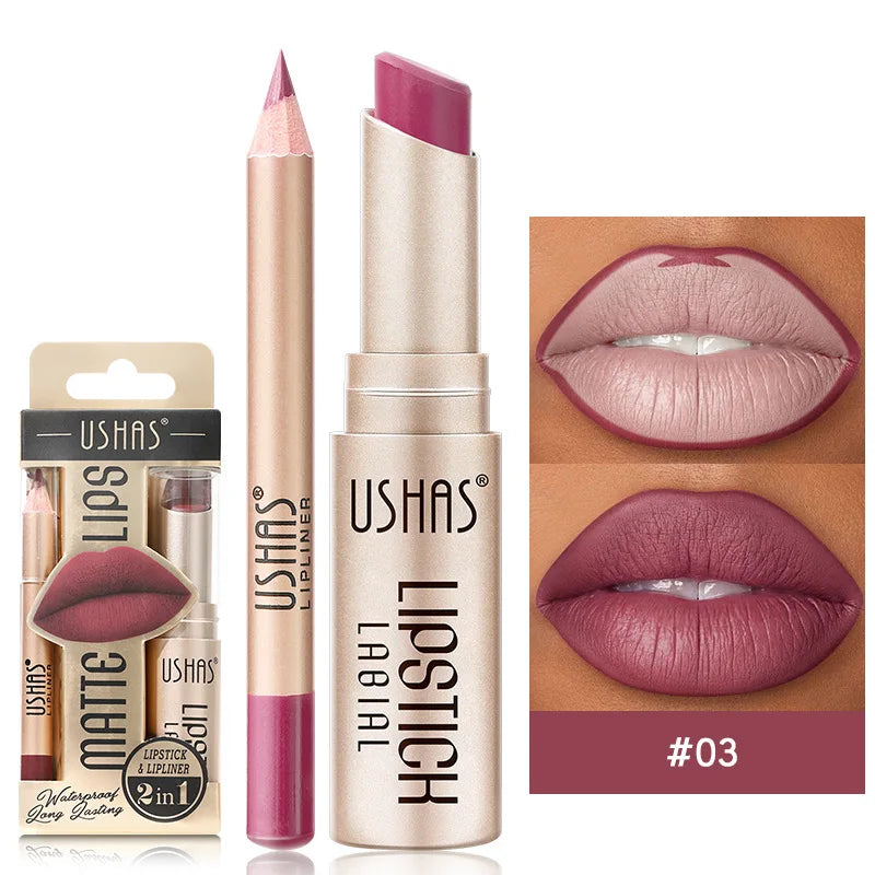 USHAS 12 Color Lip Liner + LIPSTICK