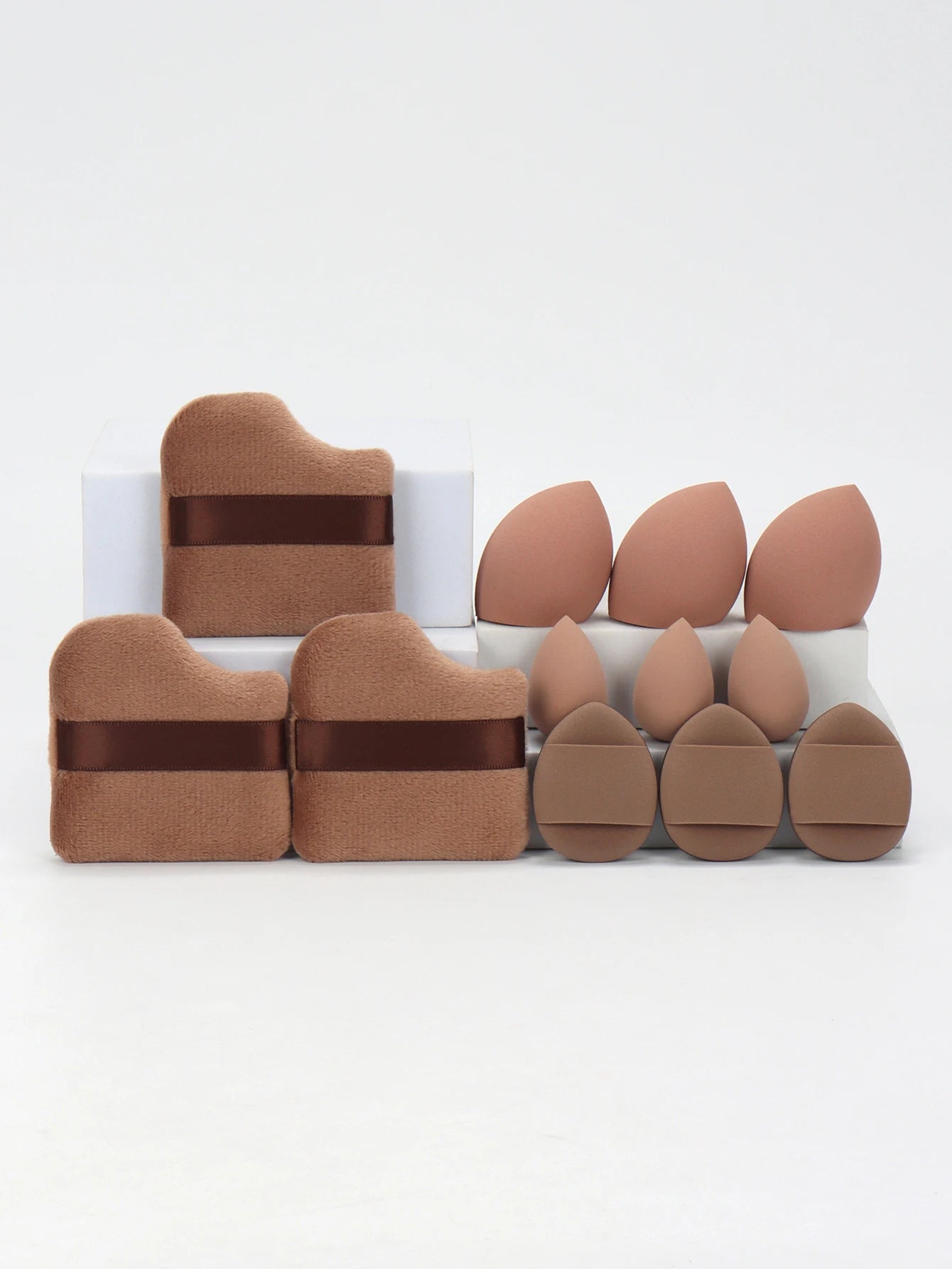 12-Piece All-Purpose Makeup Sponge Setde of 3 Loose Powder Puffs