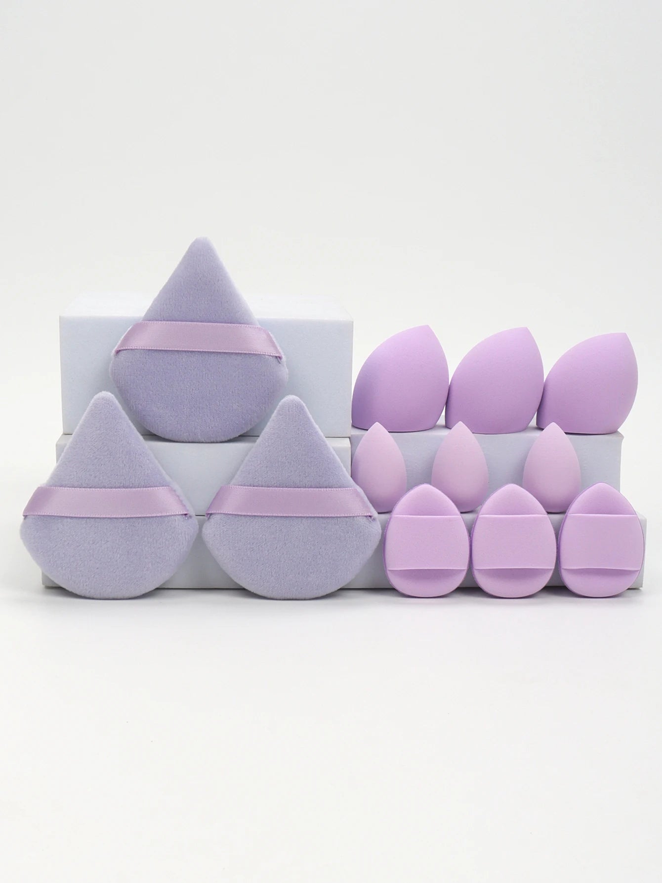 12-Piece All-Purpose Makeup Sponge Setde of 3 Loose Powder Puffs